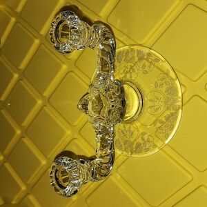 Cambridge Depression Engraved Double Glass  Candleholder